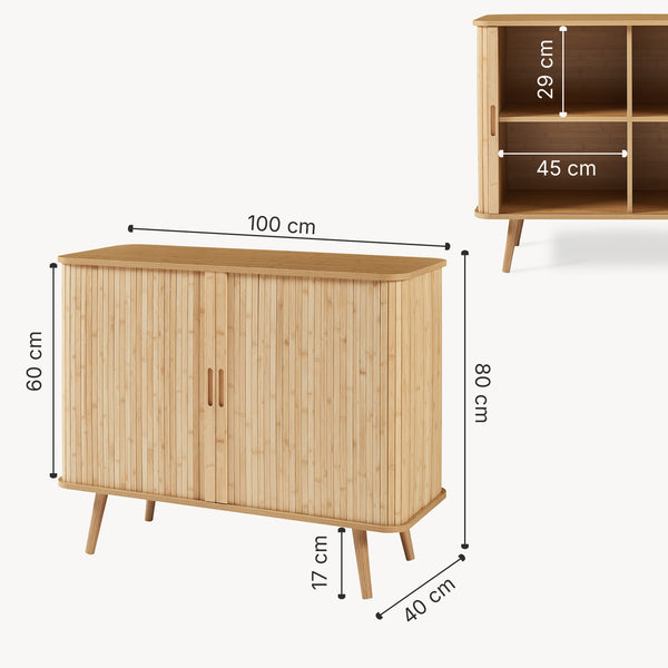 Tárolószekrény Nordkapp 100x40x80 cm bambusz [en.casa]