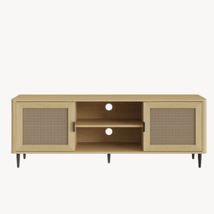 TV szekrény Lukhomso 152x40x54 cm tölgyfa hatású rattan mintával [en.casa]