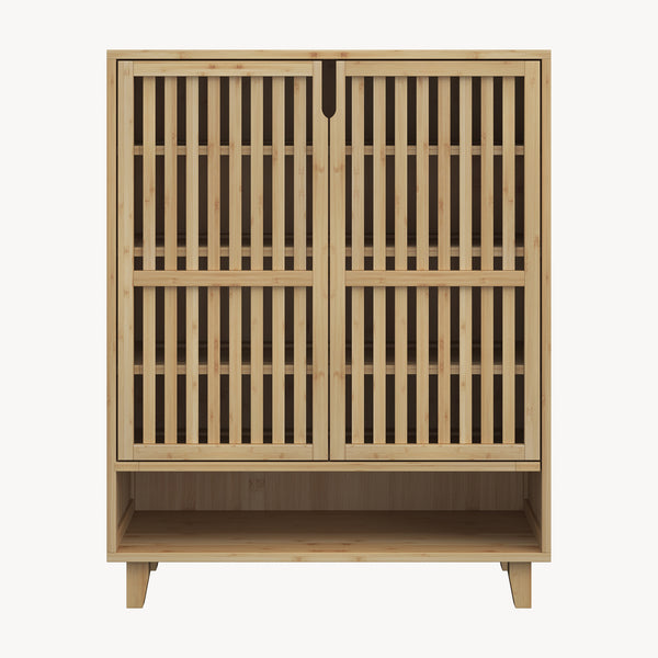 Cipősszekrény Sirgerg 91x72x35 cm bambusz natúr [en.casa]