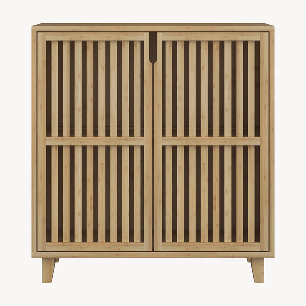 Multifunkciós szekrény Sirgerg 77x72x33 cm bambusz natúr [en.casa]