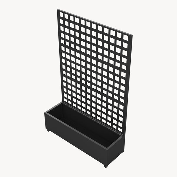Gurulós válaszfal Toma virágosládával acél 190x82x38 cm fekete [casa.pro]