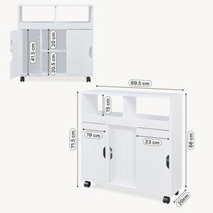 Kerekes kisasztal Fadeskimma 72x70x20 cm Fehér [en.casa]