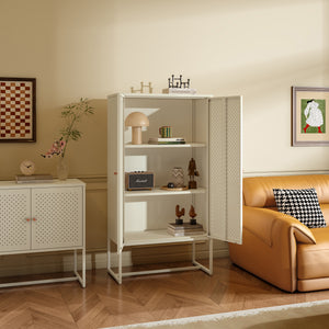 Tárolószekrény Viitasaari 150x80x40 cm acél krémfehér [en.casa]
