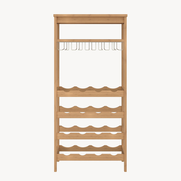 Borospolc Fillby 100x47x29 cm Bambusz Természetes [en.casa]