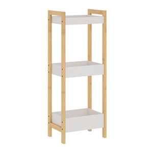 Fürdőszobai polc Anun 3 szinttel 75x28x20 cm bambusz természetes/fehér [en.casa]