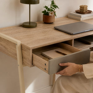 Íróasztal Boderas 107x55x78 cm bézs/travertin [en.casa]