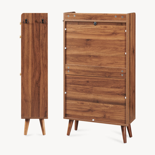 Cipősszekrény Virievarnu 111x60x24 cm diófa hatású [en.casa]