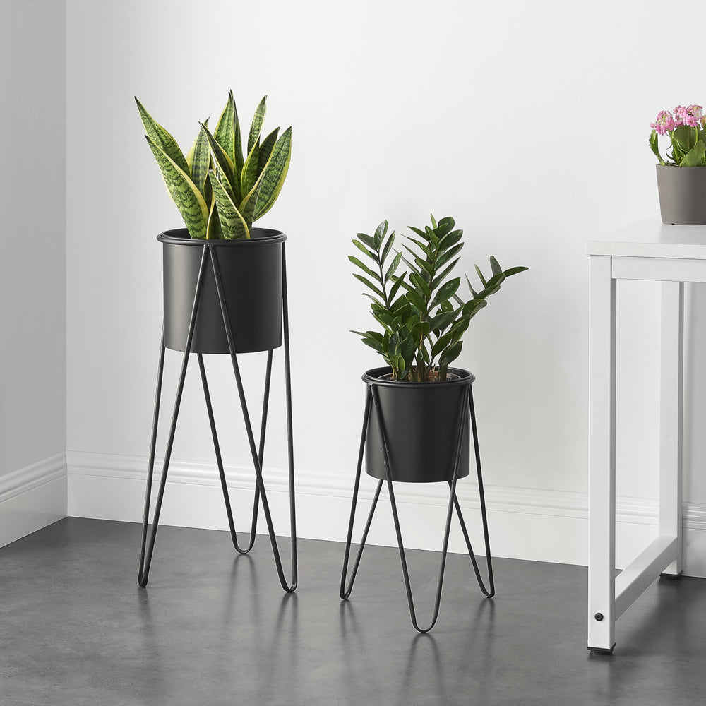 Hedera növénytartó 2 darabos szett fém fekete [en.casa] - premiumXL