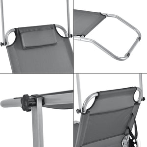 Napozóágy napellenzővel és görgőkkel két darabos szett sötétszürke [casa.pro]