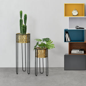 Növénytartó Modave 2db-os szett különböző méretű hajtűlábbal fekete-arany [en.casa]