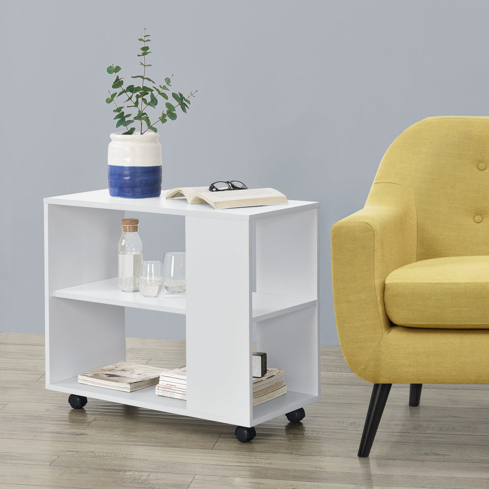 Dohányzóasztal Älvdalen 60x70x35 cm extra polccal és rögzíthető kerekekkel Fehér en.casa - premiumXL