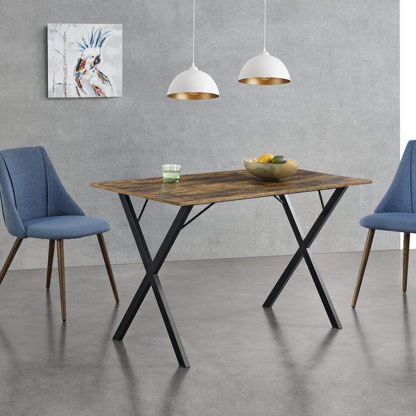 Étkezőasztal Arboga 4 személyes asztal stílusos és időtálló120 x 60 x 75 cm vas/forgácslap fekete/sötét fa-hatású [en.casa]® 