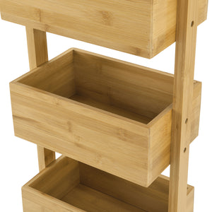 Bambusz háztartási polc 4 tárolórekesszel 88 cm Bardu natúr [en.casa]