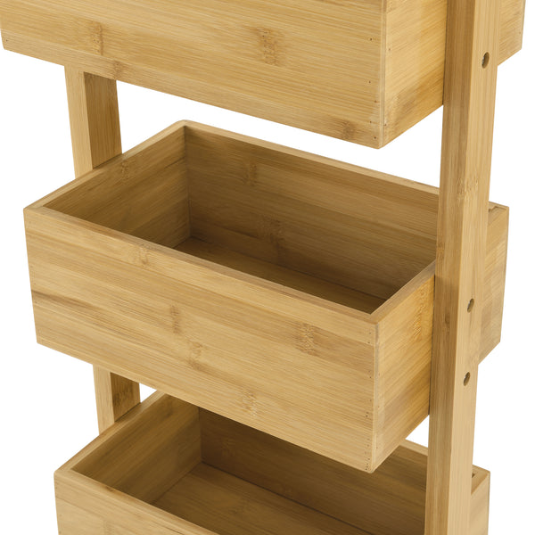 Bambusz háztartási polc 4 tárolórekesszel 88 cm Bardu natúr [en.casa]