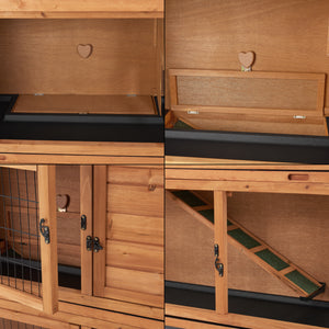 Kétszintes nyúlketrec Falkenau 104 x 122 x 50 cm jegenyefenyő [en.casa] 