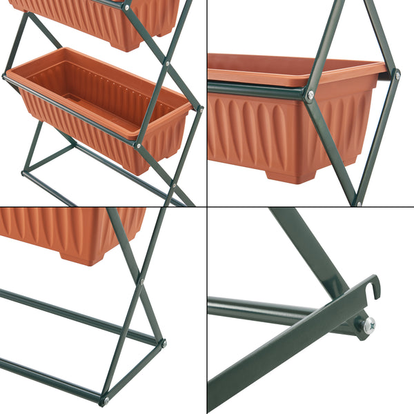 Függőleges virágtartó Veenendaal 51 x 21 x 125 cm sötétzöld/barna [en.casa]