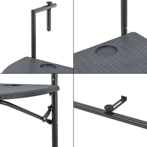 Függőasztal erkélyre Cicala 83,5 x 60 x 64 cm sötétszürke [en.casa]