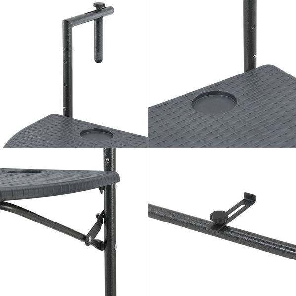 Függőasztal erkélyre Cicala 83,5 x 60 x 64 cm sötétszürke [en.casa]