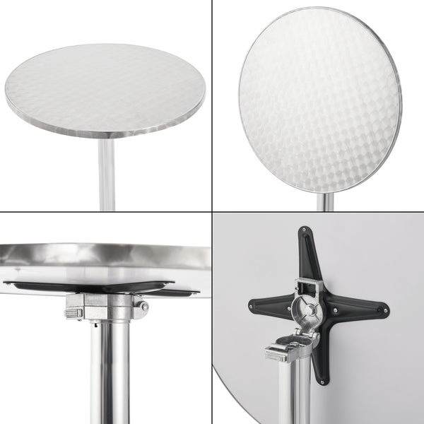 Bár- és bisztróasztal kerek Avesta 75 cm / 115 cm (állítható) ezüst [en.casa]