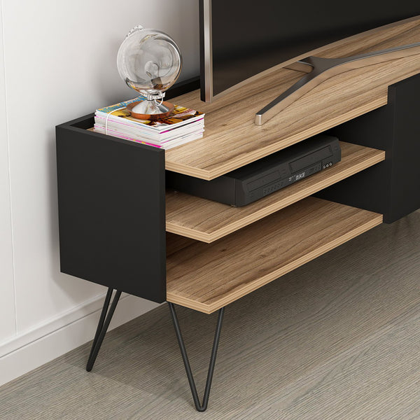 TV-állvány Dronninglund 50x124x37 cm fekete fa hatású [en.casa] 