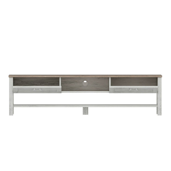 TV asztal Hashøj 2 tárolórekesszel tölgyfa hatású / fehér, antik [en.casa]