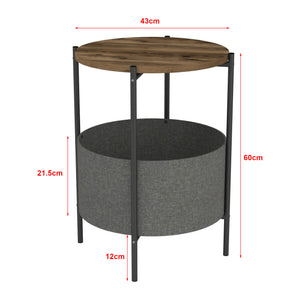 Hofors 60x43cm antracit / tölgyfa hatású, antik kisasztal [en.casa]
