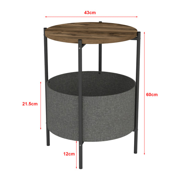 Hofors 60x43cm antracit / tölgyfa hatású, antik kisasztal [en.casa]
