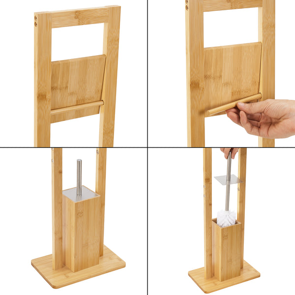 WC-papír tartó állvány Västerås WC-kefe tartóval Bambusz [en.casa]