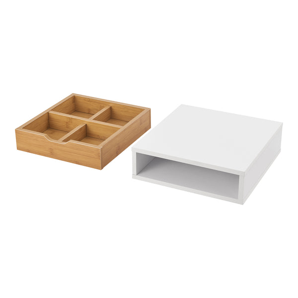 Íróasztali fiókos rendező Vieremä 9x30x31cm fehér/bambusz hatású [en.casa]