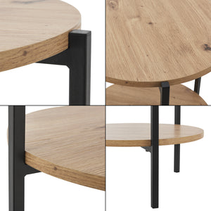 Kisasztal Kuopio 50 x Ø40 cm Fekete / Fahatású [en.casa]