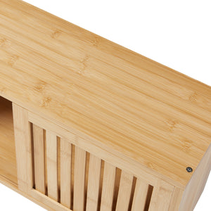 Fali polc Grums két tolóajtóval 92,5x20x33cm bambusz [en.casa]