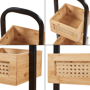 Fürdőszobai polc Tervola 73x23x19 cm fekete/bambusz [en.casa]