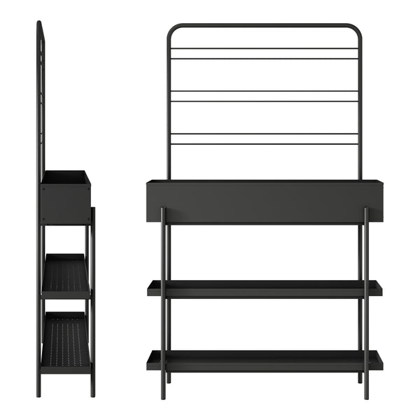 Virágtartó állvány Aalsmeer fém 154x96x24 cm fekete [casa.pro]