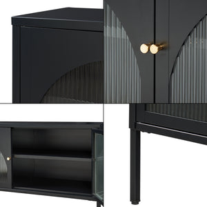 TV-szekrény Karlskrona 115x35x64 cm fekete, matt [en.casa]