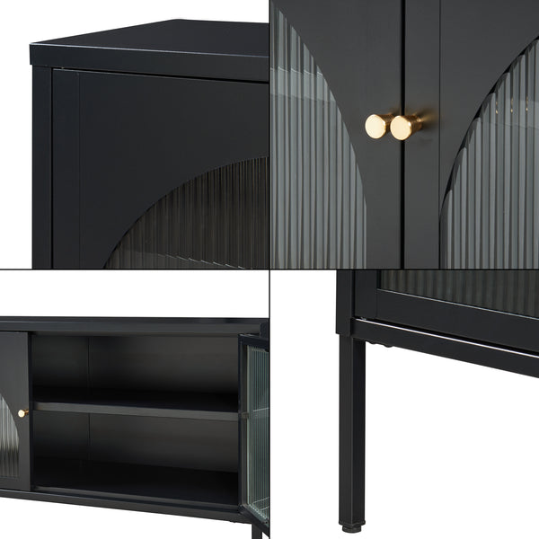 TV-szekrény Karlskrona 115x35x64 cm fekete, matt [en.casa]