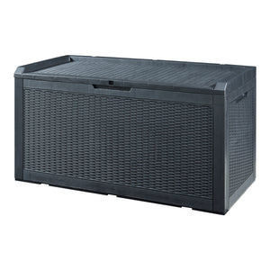 Kerti tárolóláda Atella 122x54,5x65cm fekete, rattan hatású [casa.pro]