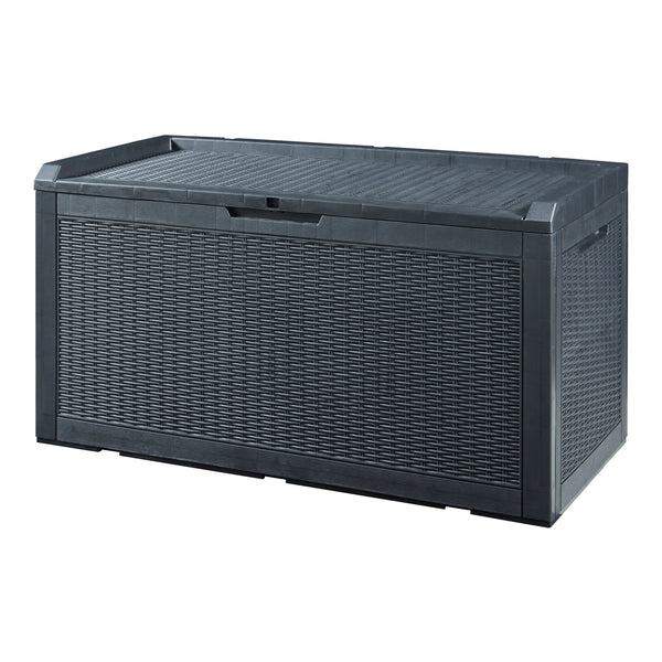 Kerti tárolóláda Atella 122x54,5x65cm fekete, rattan hatású [casa.pro]