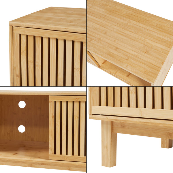 TV-szekrény Ypäjä 150x42x50 cm bambusz natúr [en.casa]