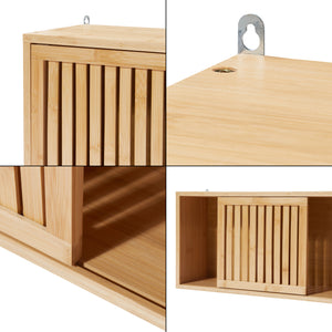 Fali polc Ypäjä 93x20x33 cm bambusz [en.casa]