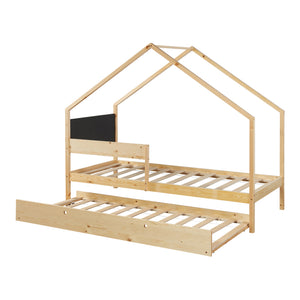 Házikó gyerekágy kihúzható ággyal matraccal Sodankylä 90x200cm [en.casa]