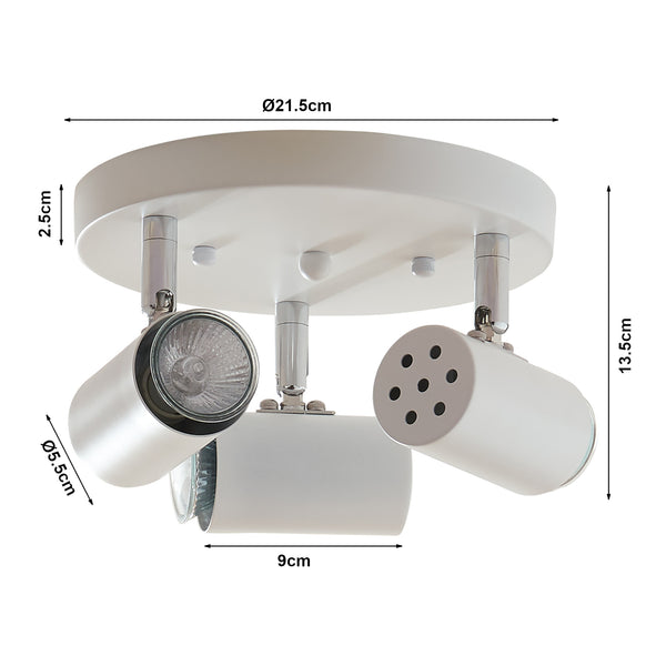 Mennyezeti lámpa Bathgate 3 x GU10 fehér [lux.pro]
