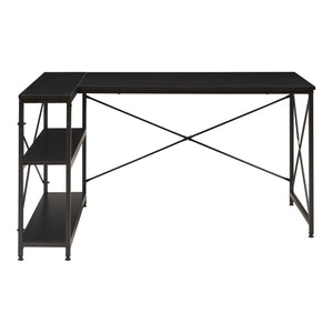 L-alakú íróasztal polccal Raundsvalt 137x88x75 cm fekete [en.casa]