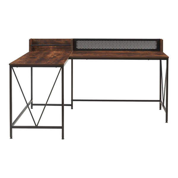 Íróasztal Frelvepirg magasított hátlappal L-alakú 165x110x75 cm diófa hatású [en.casa]
