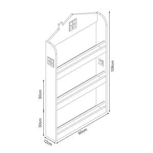 Gyerek könyvespolc Vipsali 106x60x12 cm mentazöld/fehér [en.casa]