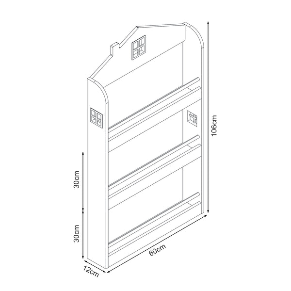 Gyerek könyvespolc Vipsali 106x60x12 cm mentazöld/fehér [en.casa]