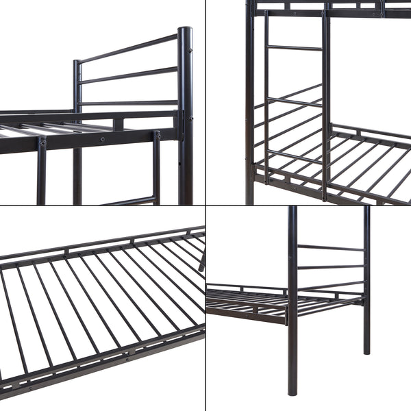 Fém emeletes ágy Bevapis 90x200 cm fekete [en.casa]