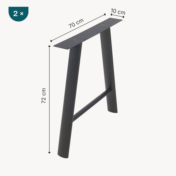 Asztalváz 2db-os szett Hullem acél 72x70x10 cm fekete [en.casa]