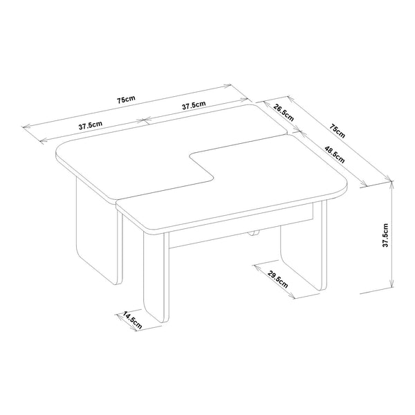 Dohányzóasztal Boneksbelt 2 részes homokkő és travertin színű [en.casa]