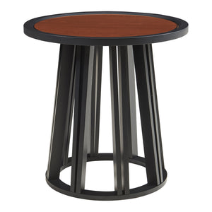 Kisasztal Burgess 51xØ51 cm fekete/diófa hatású [en.casa]