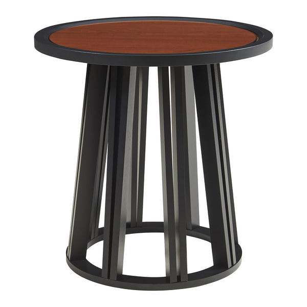 Kisasztal Burgess 51xØ51 cm fekete/diófa hatású [en.casa]
